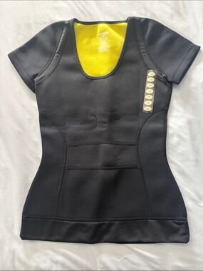 Zaggora Black Short Sleeve Neoprene Waist Shaper Top